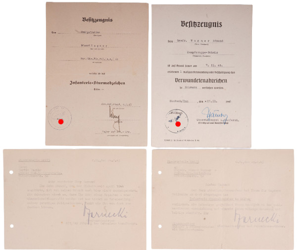 Urkundenpaar Wagner Div. Füs. Btl. (A.A.) 68 Kampfgruppe-Scholz