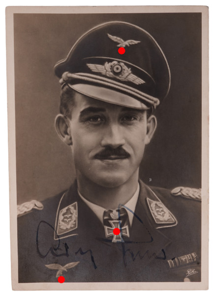 Postkarte Oberst Galland mit eigenh. Unterschrift