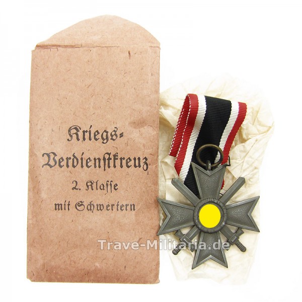 Kriegsverdienstkreuz 2. Klasse mit Schwertern in Verleihtüte Hersteller 127