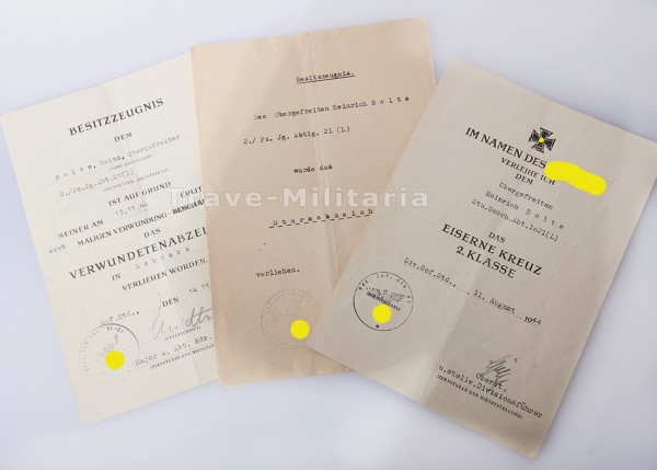 seltene Urkundengruppe Sturmgeschütz- Abteilung 1021(L)
