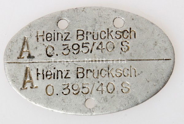 Kriegsmarine Erkennungsmarke Heinz Brucksch
