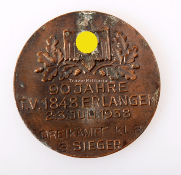 Medaille 90 Jahre Turnverein Erlangen 1848 / 1938