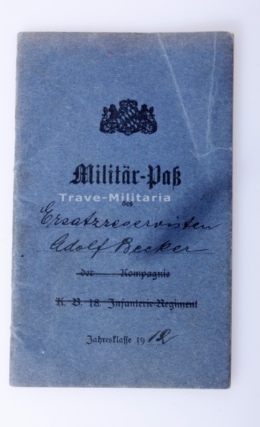 Militärpass Ersatzreservist A. Becker