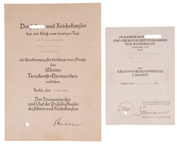 Urkundengruppe Meister der Feuerschutzpolizei Mielke