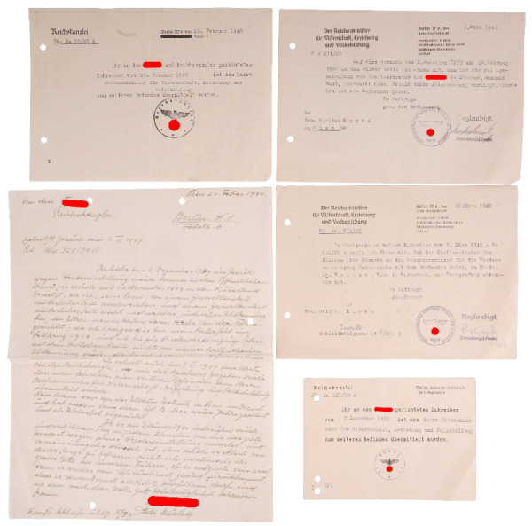 Schriftverkehr mit Reichskanzlei wegen jüdischer Abstammung