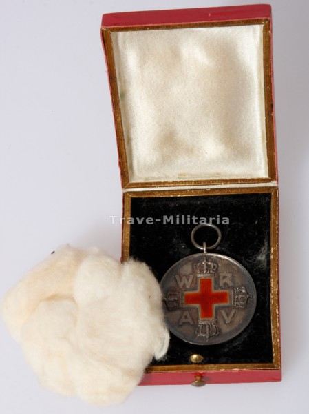 Preußen Rot Kreuz Medaille 2.Klasse 1898 im Etui und Überkarton