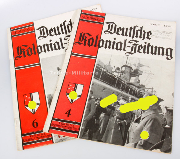 2 Ausgaben deutsche Kolonial-Zeitung 4. & 6. 1939