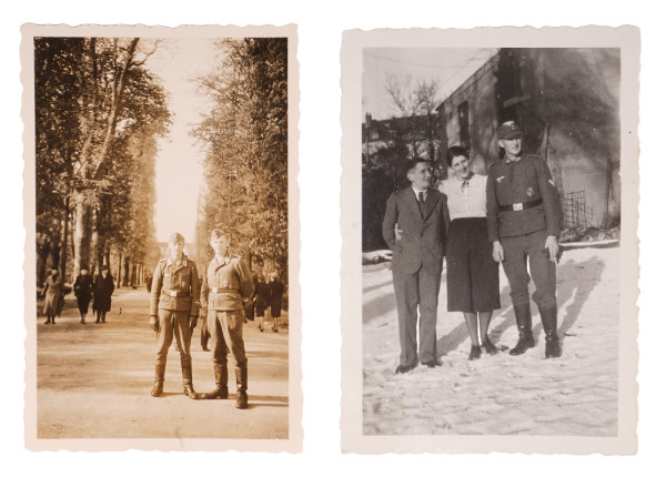 2 Fotos Flaksoldat mit Flakkampfabzeichen
