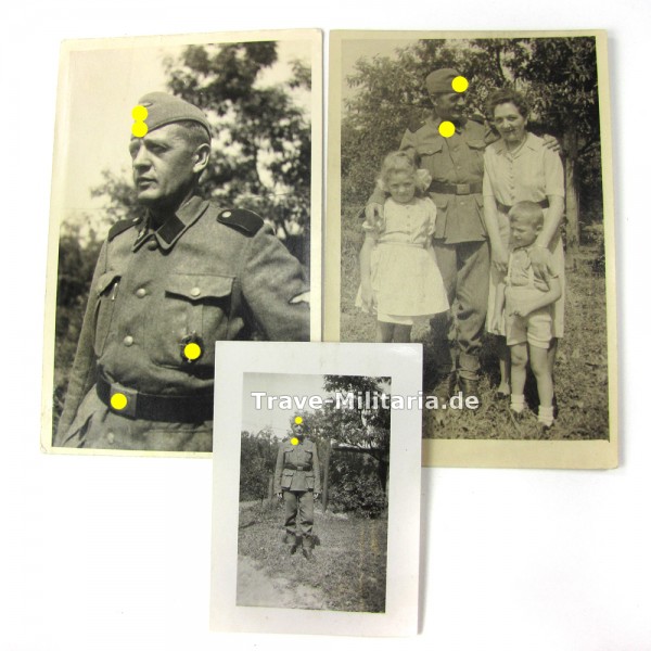 3 Fotos eines SS Flak-Kanoniers