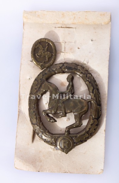 Deutsches Reiterabzeichen 3.Klasse Bronze 1930 mit Miniatur