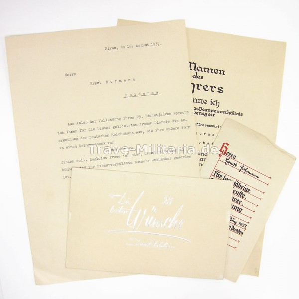 Ernennungs- und Annerkennungsschreiben für Reichsbahnschaffner