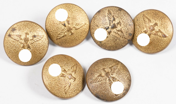 NSDAP 6x Uniformknöpfe in Gold