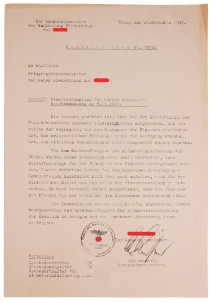 Rundschreiben Nr. 77/41 NSDAP Gauleitung Niederdonau