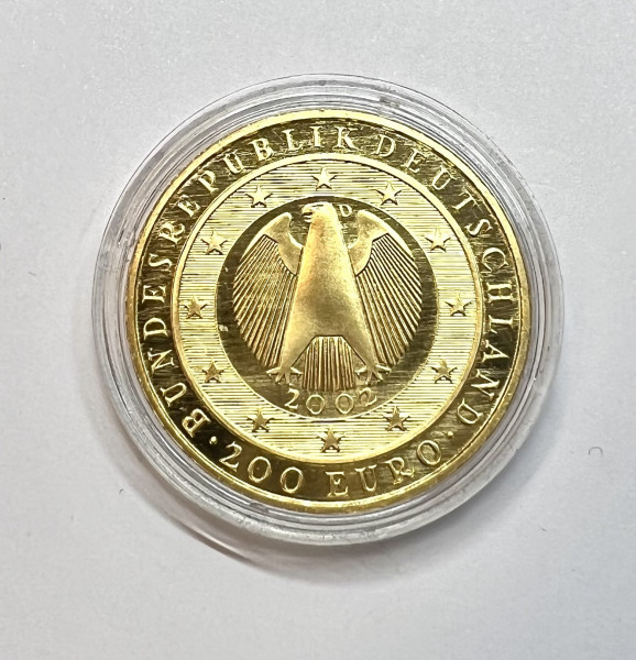 200 Euro Gold aus 2002 D in Kapsel Währungsunion 1 Unze Gold