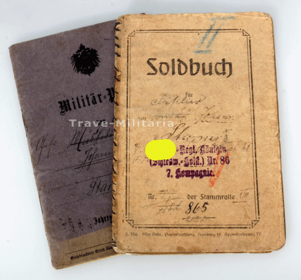 Pässe Stamer Füsilier-regt. Königin (Schlesw.-Holst.) Nr. 86