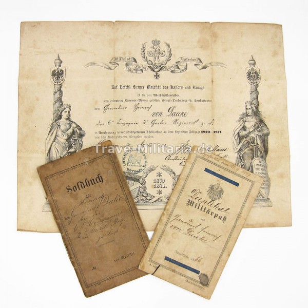 Militärbuch, Soldbuch und Urkunde 70/71 von Daake