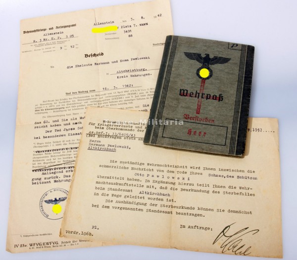Wehrpass Pawlowski Inf.Ers.Btl.203 "Feldherrnhalle"