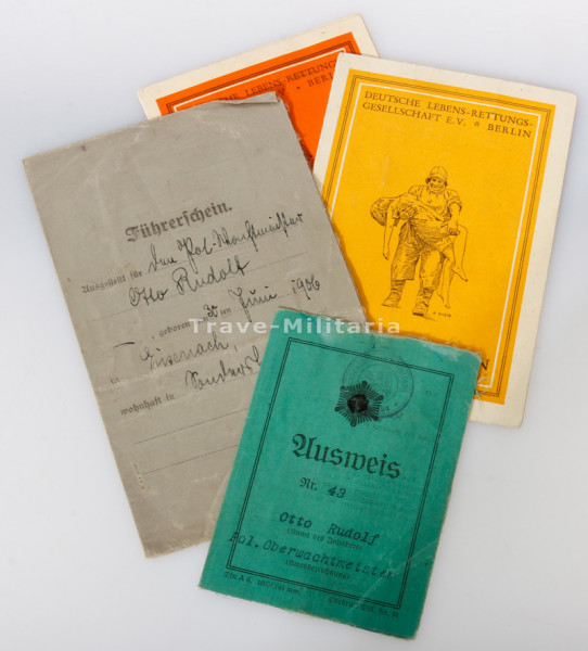 Ausweise Pol. Oberwachtmeister Rudolf Thür. Schutzpolizei