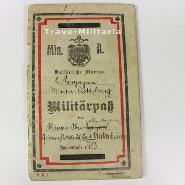 Militärpaß Kaiserliche Marine Minen-Abteilung