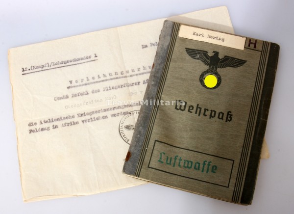 Wehrpass Hering Afrika Nachlass, Feldzugmedaille etc