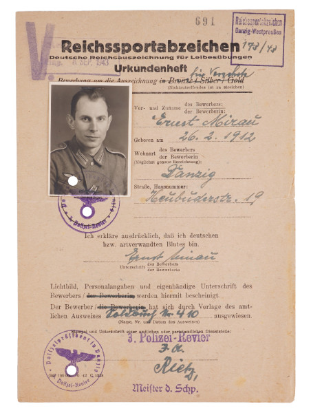 Reichssportabzeichen Urkundenheft für Versehrte Mirau