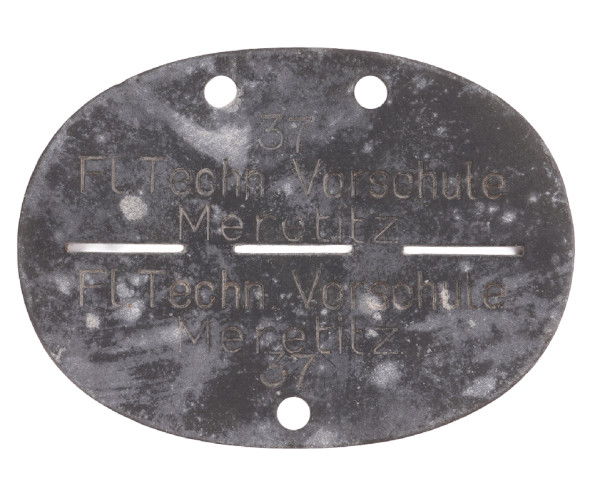 Erkennungsmarke Fl. Techn. Vorschule Meretitz 37