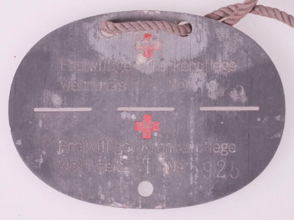 Erkennungsmarke Freiwillige Krankenpflege Wehrkreis VI. No. 5925