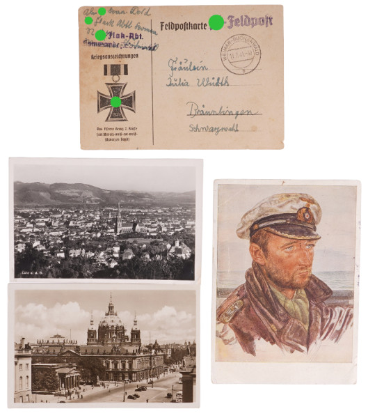3x Feldpostkarten SS Flakabteilung, SS-Lager Mauthausen