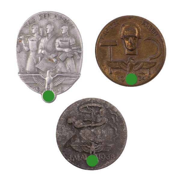 3x Tag der Arbeit Veranstaltungsabzeichen 1934, 1935 und 1938