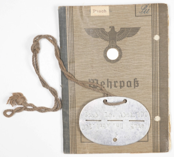 Wehrpaß u. Erkennungsmarke Oberst Pusch Deutsches Kreuz in Silber