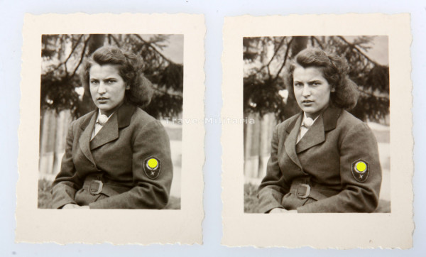2 Fotos Arbeitsmaid Reichsarbeitsdienst weibliche Jugend X Rheinland