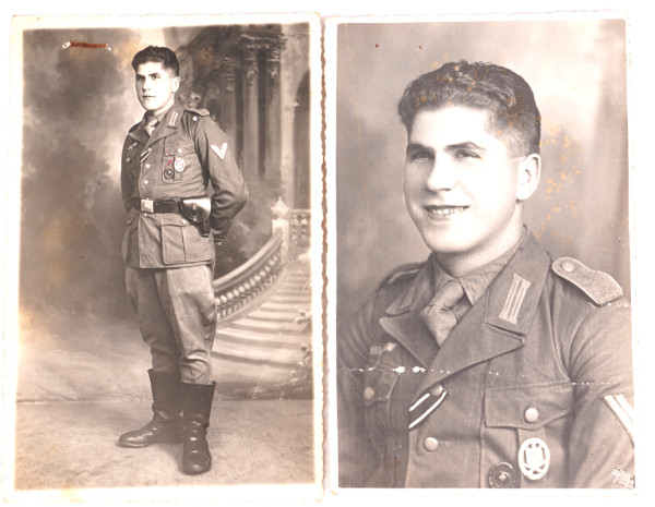 2 Portraitfotos Obergefreiter mit Südfrontuniform
