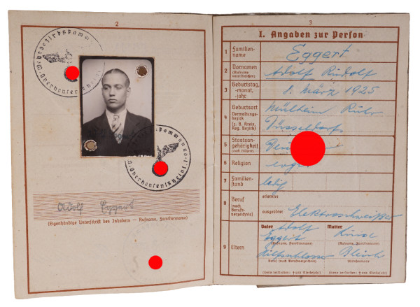 Wehrpass Eggert U-Boot U821 gefallen 10. Juni 1944