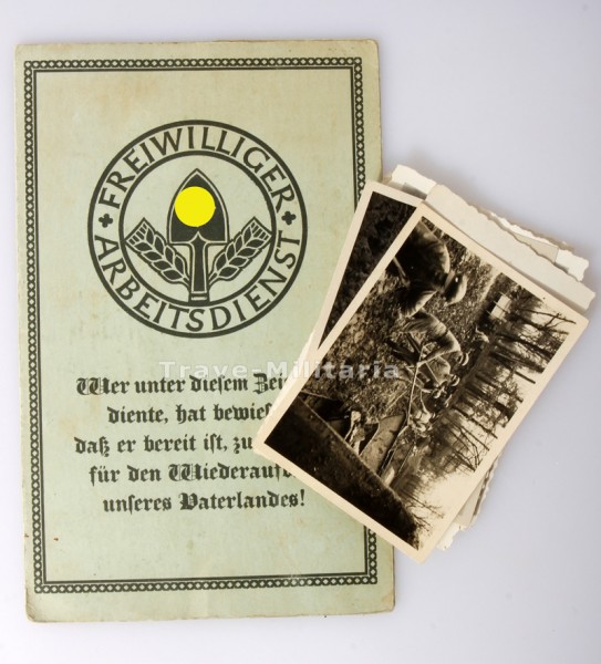 Freiwilliger Arbeitsdienst Arbeitspass und 8 Fotos