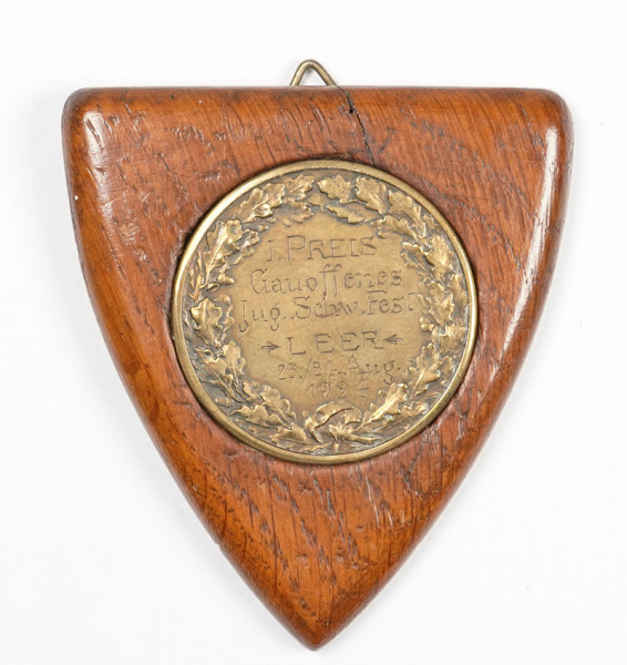 Siegermedaille in Holz gefasst Jugend-Schwimm-Fest Leer 1924