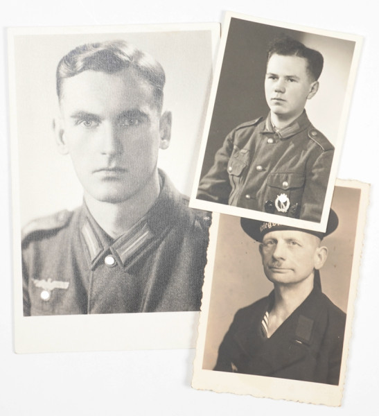 3 Portraitfotos 2x Kriegsmarine 1x Heer