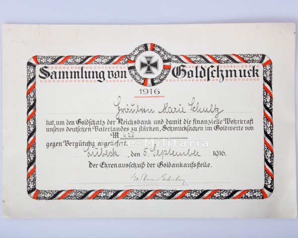 Urkunde Sammlung von Goldschmuck