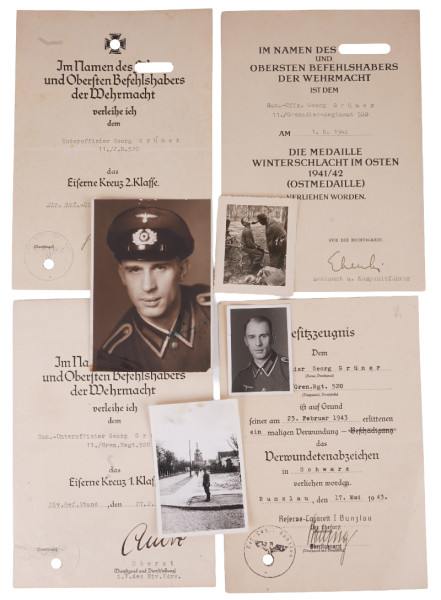 4er Urkundengruppe Grüner Grenadier-Regiment 520