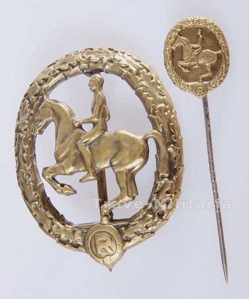 Deutsches Reiterabzeichen 3. Klasse in Bronze mit Miniatur
