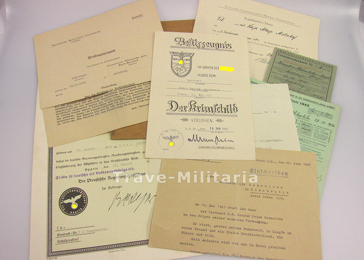 Nachlaß seiner königlichen Hoheit Prinz Konrad zu Hohenlohe und seiner