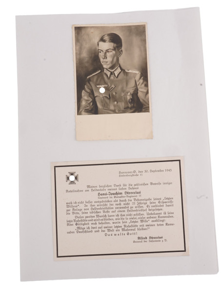 Portraifoto und Todesanzeige Hans-Joachim Streccius