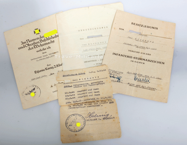 Urkundengruppe Paul Rickmers Gren.Rgt. 552, 1226 u. 1237