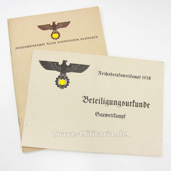 Berufswettkampf 1938 Teilnehmerurkunde und Programmheft