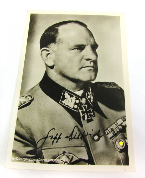 Postkarte von Sepp Dietrich mit Original-Unterschrift