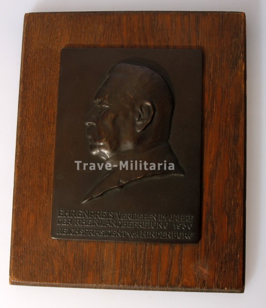 Hindenburg Bronzegussplakette 1930 Ehrenpreis Rheinlandbefreiung