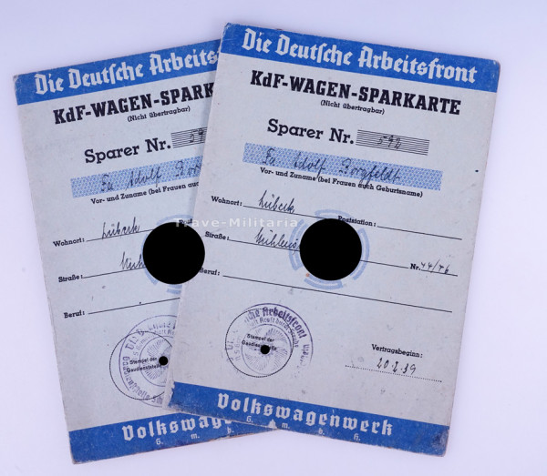 DAF KdF-Wagen-Sparkarten Fa. Adolf Borgfeldt Lübeck