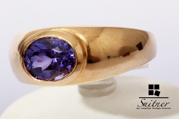 Harry Ivens Ring Tansanit Ring aus 585 Gold Gr. 54 Bandring Blau IV