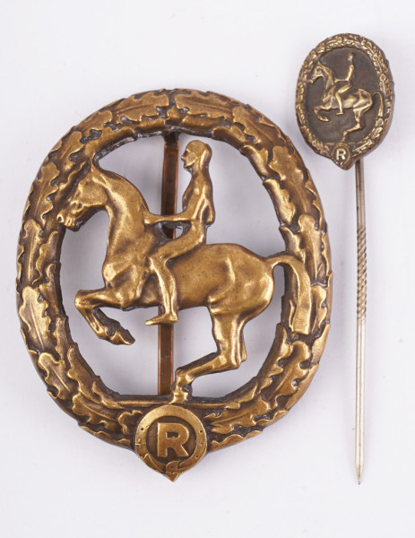 Deutsches Reiterabzeichen in Bronze 1930 mit Miniatur