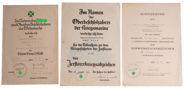 Urkundengruppe Grau Zerstörer Z 33