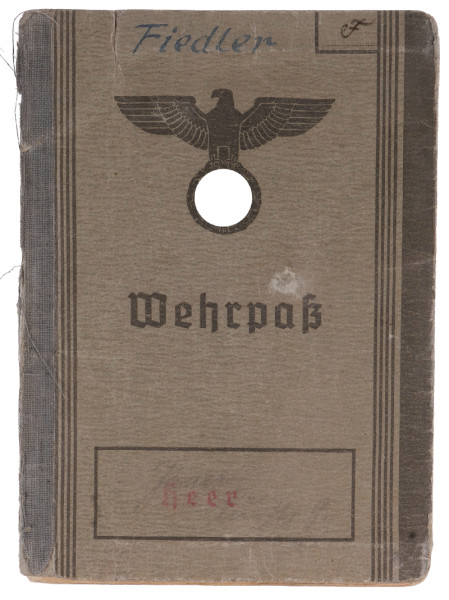 Wehrpaß Fiedler Dolmetscher O.K.1 84, Lehrregiment Kurfürst